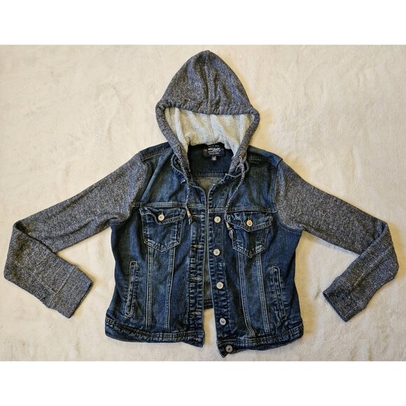 Silver Jeans Co. Women’s Hooded Jean Jacket - Size Large - Removable Hood - Picture 2 of 13